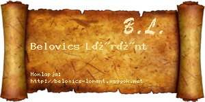 Belovics Lóránt névjegykártya