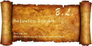 Belovics Lóránt névjegykártya